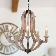 Distressed White 5-Light Wooden Candle Chandelier picture