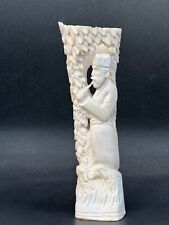 Vtg Carved Figurine Traditional Caucasian Shepherd Men in Papakha Playing Duduk picture