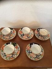 Set Of 5 Antique London shape New Hall? Imari design Cups & Saucers Early 1800’s picture