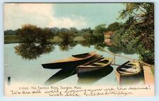 TAUNTON, MA Massachusetts ~ Taunton RIVER SCENE, BOATS ~ 1908 Postcard picture