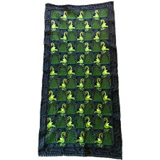 Vintage Peruvian Birds Tapestry Wall Hanging Woven Gray Green Stitching picture