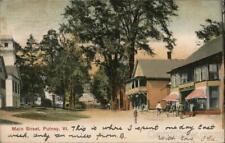 1909 Putney,VT Main Street Windham County Vermont Antique Postcard 1c stamp picture