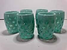 Fenton Art Glass Persian Turquoise Blue Coin Dot Tumblers Set of 6 picture