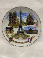 Plate Porcelain “Souvenir De Paris” Views Of Famous Sights, Gold Rim. Pre-Owned picture