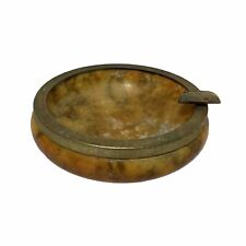 Vintage Stone Marble And Brass Ashtray Orange picture