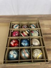 VTG Lot 12 Shiny Brite Glass Xmas Ornaments Mix Indent Ribbed Striped Unsilvered picture