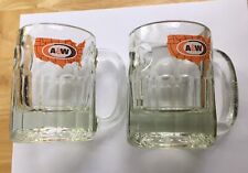 2 Vintage - A&W ROOT BEER - 4 1/4” Heavy Glass Mugs - Coast To Coast US Map Logo picture