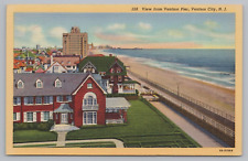 Postcard View From Ventnor Pier Ventnor City New Jersey Boardwalk Ocean Linen picture