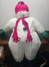 Vintage Giant Jumbo Snowman Christmas Puffy Plush 44 Inch Nylon Parachute... picture