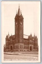 Manchester Iowa~Delaware County Courthouse~Clock Tower~c1910 RPPC picture