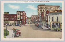 Main Street~Front View~Looking East Into Johnson City Tennessee~Vintage PC picture