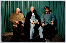Vintage Postcard  Yalta Conference Churchill Roosevelt Stalin E12 picture