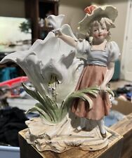 Antique German Carl Schneider Bisque Porcelain Young Girl Planter/ Vase 1880s picture