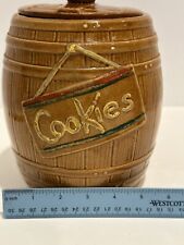 Vintage 1950's McCoy Pottery Brown Ceramic Whiskey Barrel Cookie Jar picture