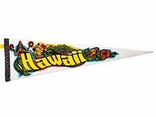 Vintage Hawaii Colorful Hula Girl Surfer Pennant Flag Large 25” picture