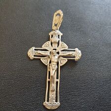 Orthodox Sterling Silver Crucifix Cross Pendant 925 Vintage Antique Soviet USSR picture