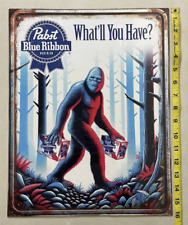 Pabst Blue Ribbon PBR Tin Sign Aluminum Bigfoot Garage Bar Man Cave 16 X 12.5 picture