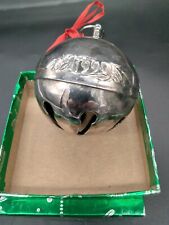 Vintage Wallace Silver Plated 3 inch Diameter Sleigh Bell Ornament 1990 with Box picture