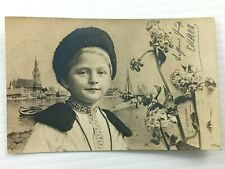 Vintage Postcard 1905 Boy Dressed Up RPPC Photo Sailboats & Water in Background picture