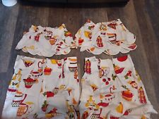 Vintage MCM - 2 Handmade Classic Kitchen Curtains and 2 Valances - Fabric Cotton picture