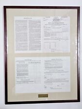 The First Tax 1040 Form 1913 Matted and Framed Excellent Condition - Copy picture