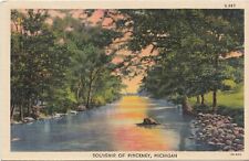 Souvenir Of Pinckney Michigan Linen Postcard Posted Stamped Postmarked 1941 picture