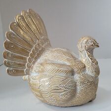 Decorative Gold Resin Turkey with White Wash Accenting picture