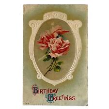 Antique 1911 Ephemera Postcard Birthday Wishes Roses Embossed Posted Used See picture