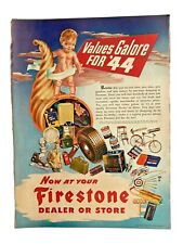 Vtg Firestone Print Ad Values Galore for '44 Baby New Year Cornucopia 1940s  picture
