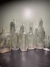Lot Of Six Vintage Antique Glass Liquor Bottles Including Jim Beam, Fleischmann picture