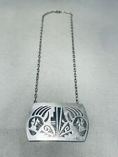 DETAILED VINTAGE HOPI STERLING SILVER BEAR PAW NECKLACE picture
