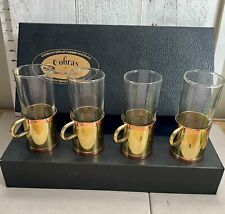 Vintage Beucler Copper & Brass Irish Turkish Coffee/Russian Tea Glasses Set Of 4 picture