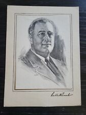 RARE FDR President Franklin D. Roosevelt Drawing Tichnor Art Co. 4.5