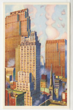 NY Postcard View Of Rockefeller Center - New York City c1940s linen vintage G4 picture