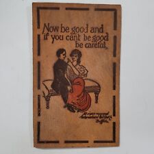 Now Be Good And If You Can't Be Good Be Careful Vintage Leather Postcard picture