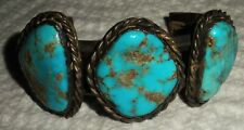VINTAGE RARE CHILD SIZE NAVAJO TURQUOISE STERLING SILVER CUFF BRACELET vafo picture