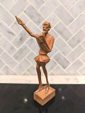 Vintage Don Quixote reading book Detailed carved wood figurine 7.5