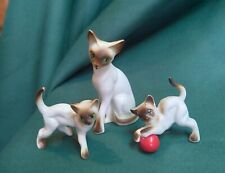 Vintage Bone China Miniature Siamese Cats Mother & Kittens picture
