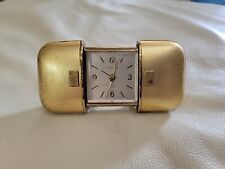 Vintage Europa 7 Jewel Brass Footed Sliding Travel Alarm Clock WORKS Germany picture