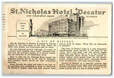 1937 St. Nicolas Hotel Decatur & Restaurant History Decatur Illinois IL Postcard picture