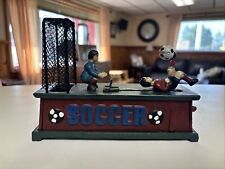 Vintage Soccer/Football Mechanical Cast Iron Coin Bank Works picture