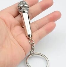 Adorable Silver Microphone Keychain New picture
