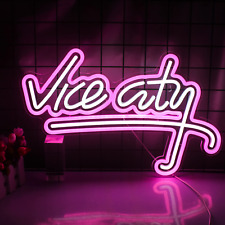 Vice City Neon Sign Pink Led Sign for Bedroom Wall Decor USB Powered Letter Neon picture