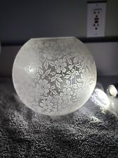 Antique Clear Satin Glass Oil Lamp Shade Etched picture