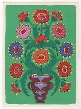 1965 Decorative drawing PAINTING FOLK FLOWERS Bouquet Russia POSTCARD Old picture