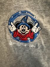 VINTAGE Walt Disney World Women’s Gray Sorcerer Mickey Fantasia  V-Neck  Large picture