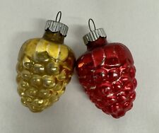 Vtg Shiny Brite Grape Cluster Christmas Ornaments Red Gold Lot of 2 picture