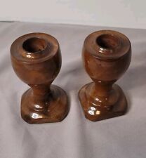 Vintage Pair of Decorative Wooden Candles Holders picture