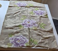 Vintage Nina Campbell? Embroidered Beige Silk Sample Panel Peony / Rose 102x72c picture