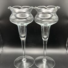 Princess House Crystal Candle Holders Glass Stem Set of 2 Vtg Center Piece picture
